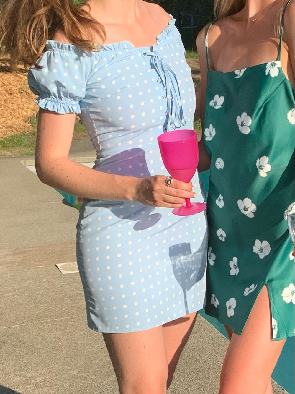 Parisian Works Light Blue & White Polka Dot Mini Dress